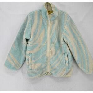 Golf Wang Mens Blue Cream Melted Sherpa Zip Up Outdoor Jacket Sz M